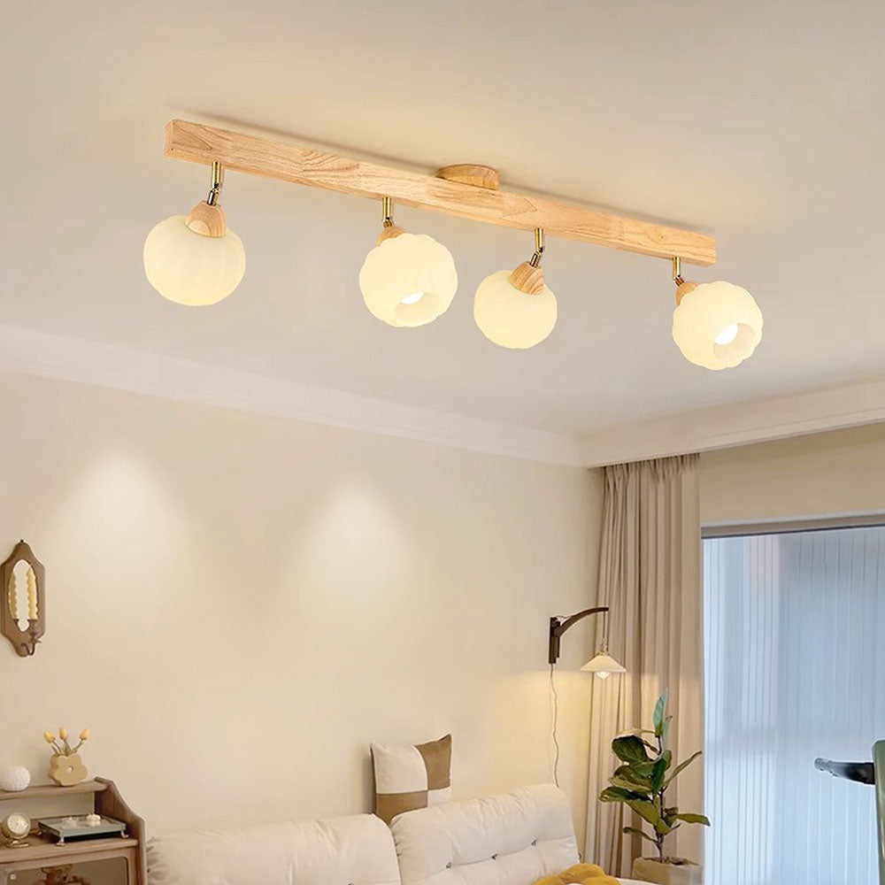 Iluminación de Techo de Madera Crema para Sala de Estar – Lámpara de Carril Moderna 1