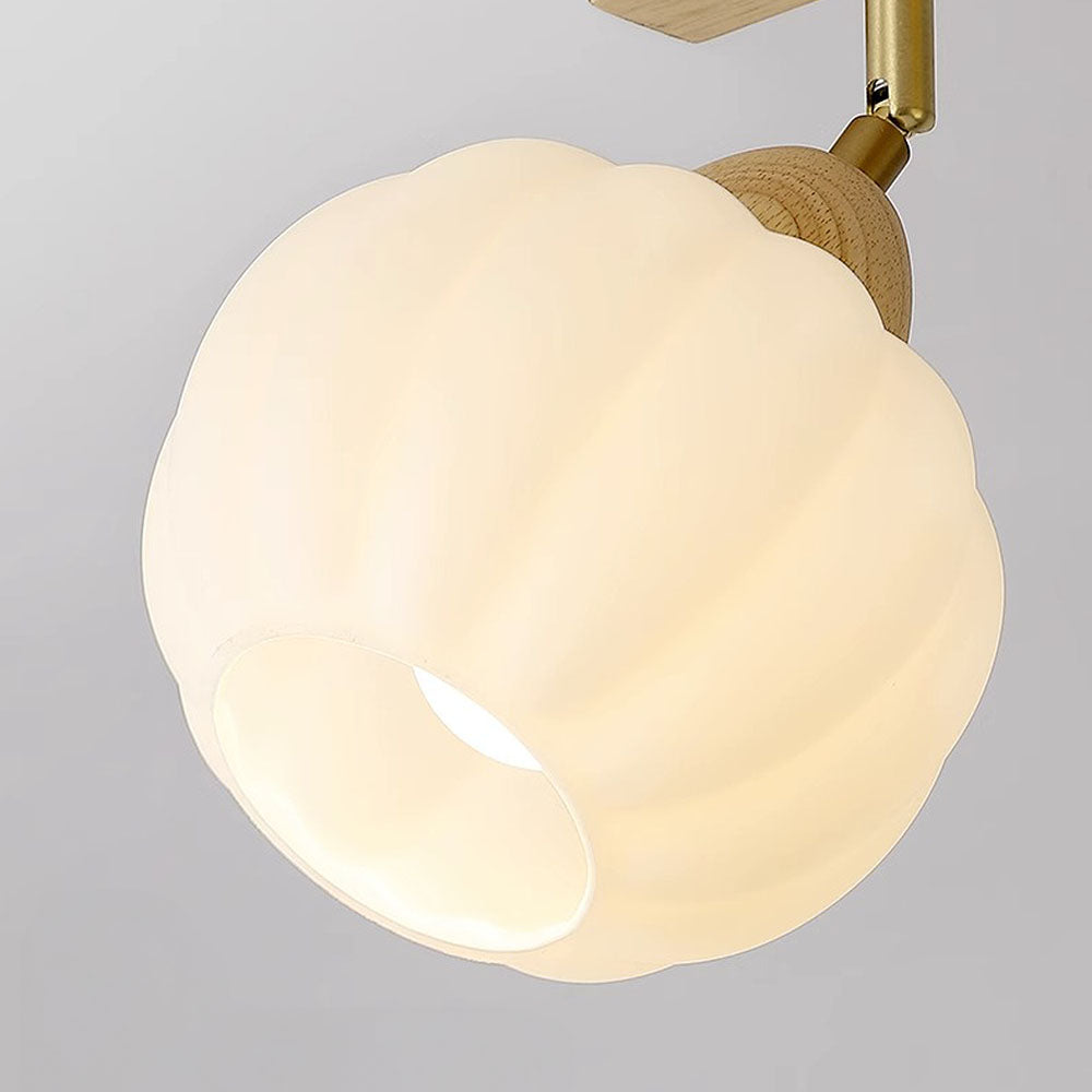 Iluminación de Techo de Madera Crema para Sala de Estar – Lámpara de Carril Moderna 6