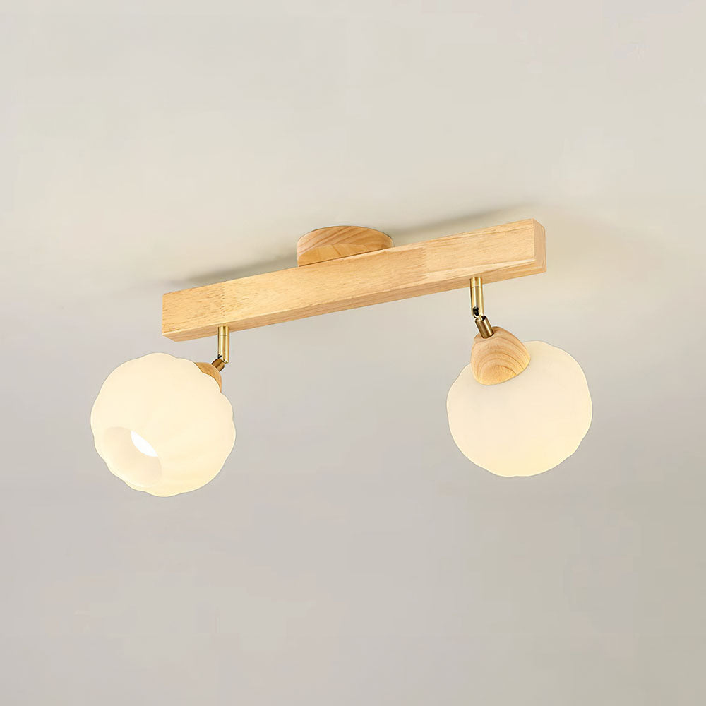 Iluminación de Techo de Madera Crema para Sala de Estar – Lámpara de Carril Moderna 8