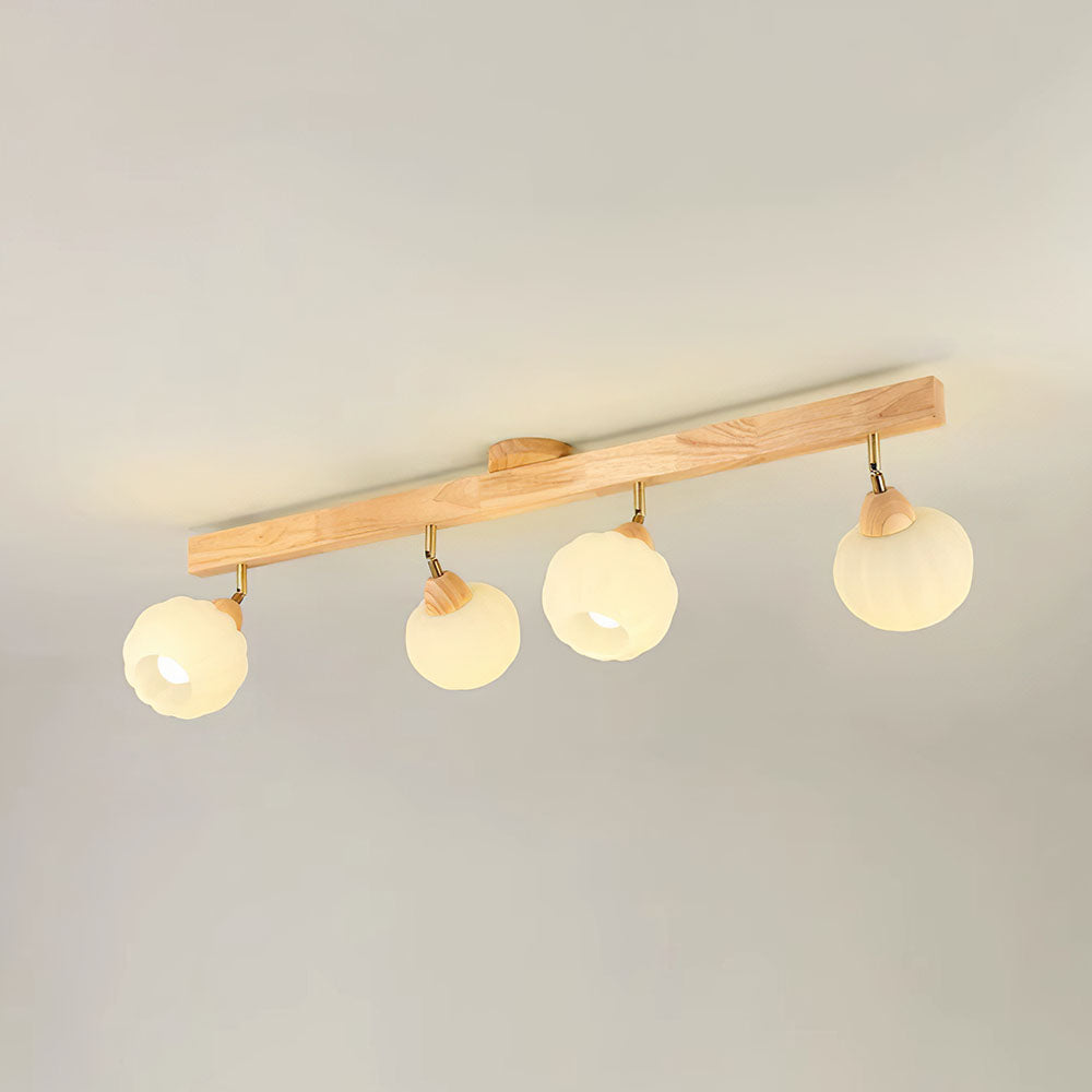 Iluminación de Techo de Madera Crema para Sala de Estar – Lámpara de Carril Moderna 9