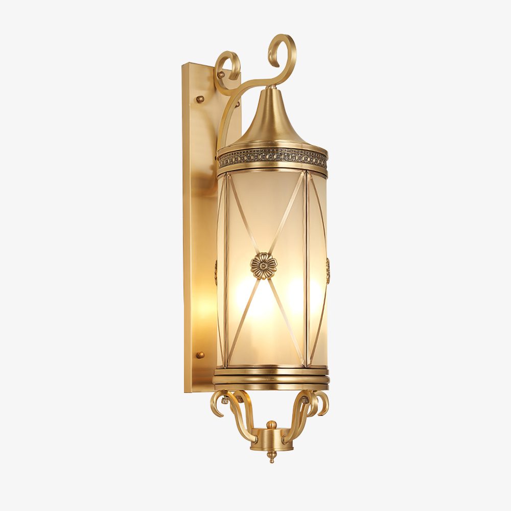 Inzara - Aplique de Pared Exterior Farol Andalusí de Latón y Cristal