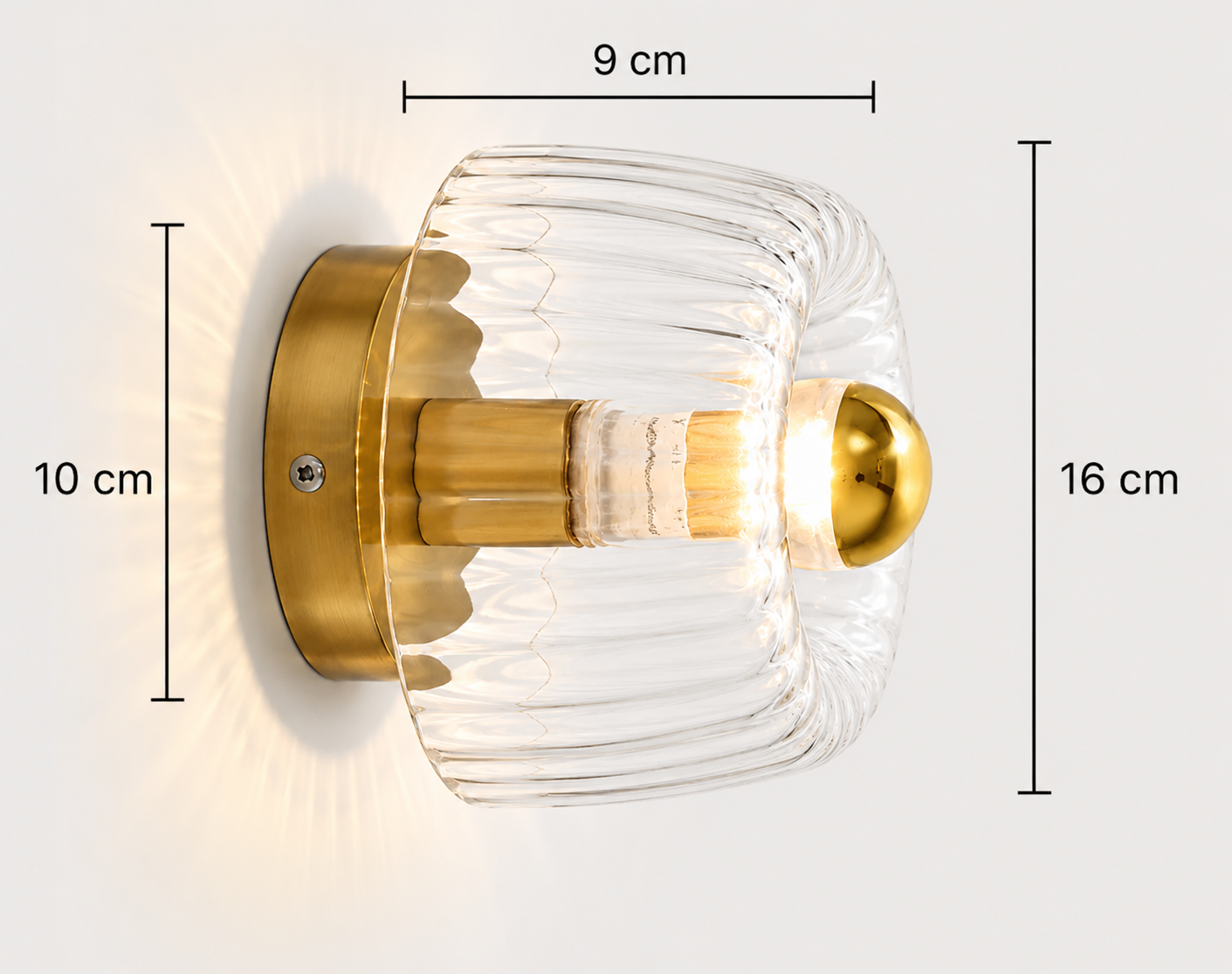 Ivanel - Lámpara de Pared Nordic Bauhaus de Metal y Vidrio para Iluminación Moderna - Aplique Pared Estilo Minimalista 16cm