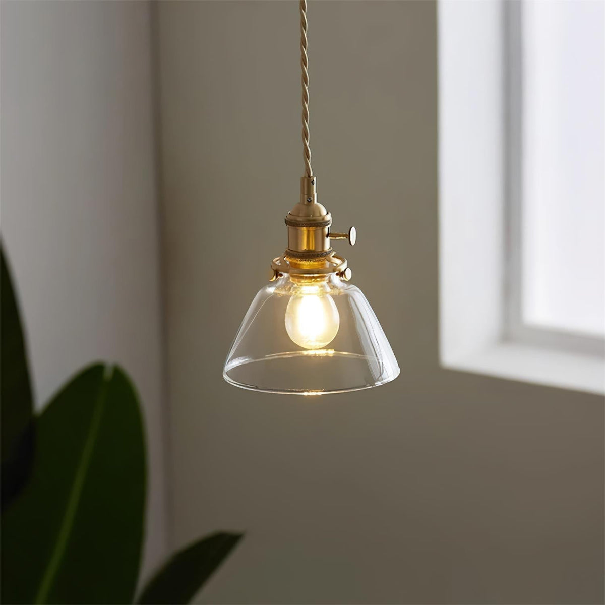 Faroli - Lámpara Colgante de Cristal y Latón con Pantalla a Elegir