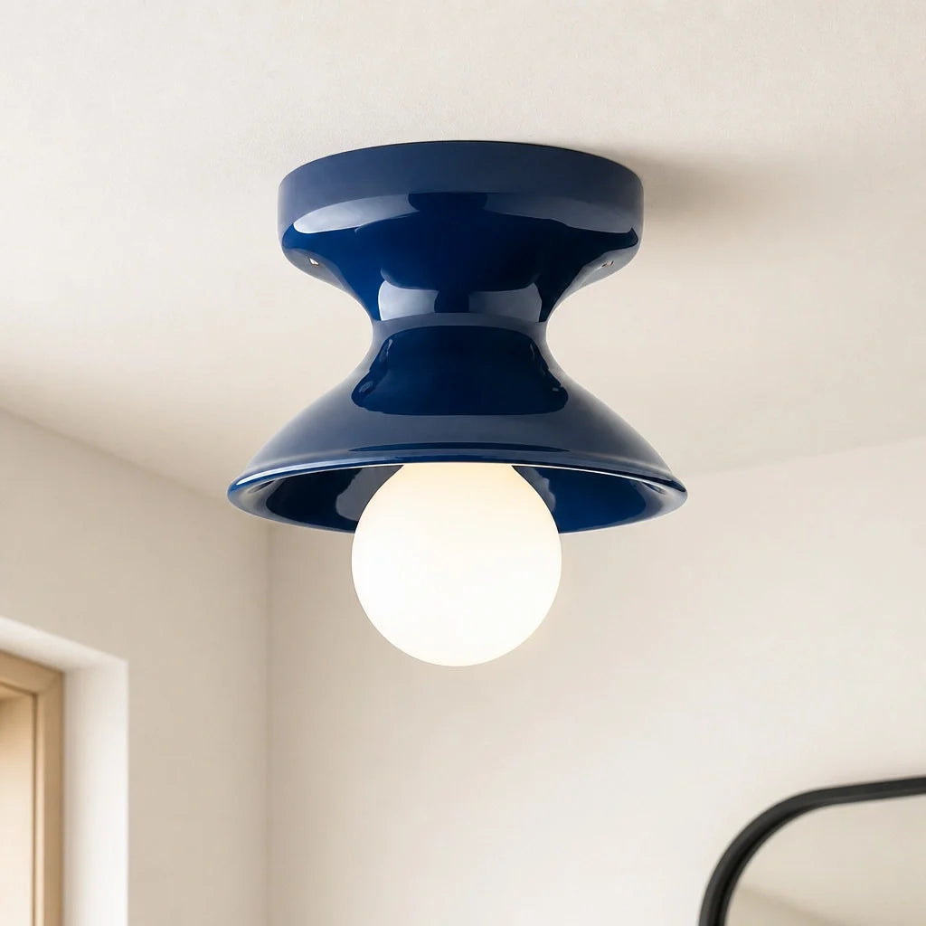 Lámpara de techo de cerámica Orza – azul marino, Ø 18 cm