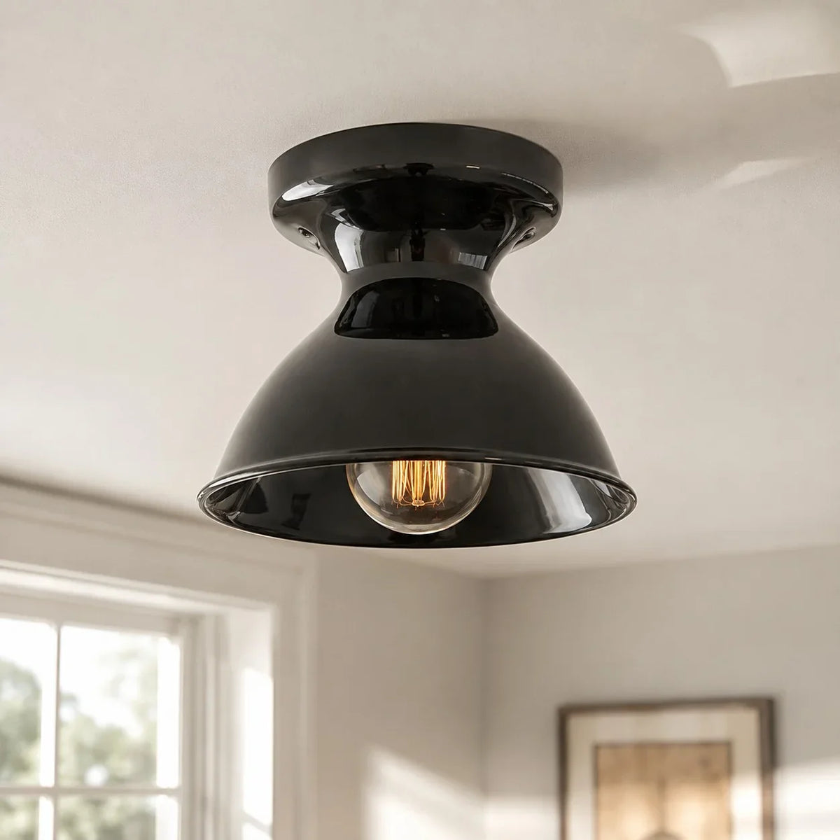 Lámpara de techo de cerámica Orza – negro, Ø 21 cm