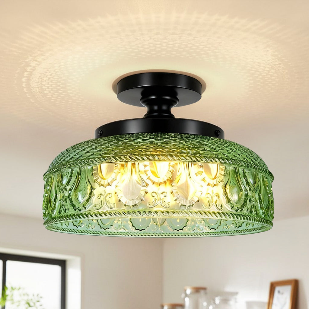 Plafón de cristal texturizado Bisel – negro, verde