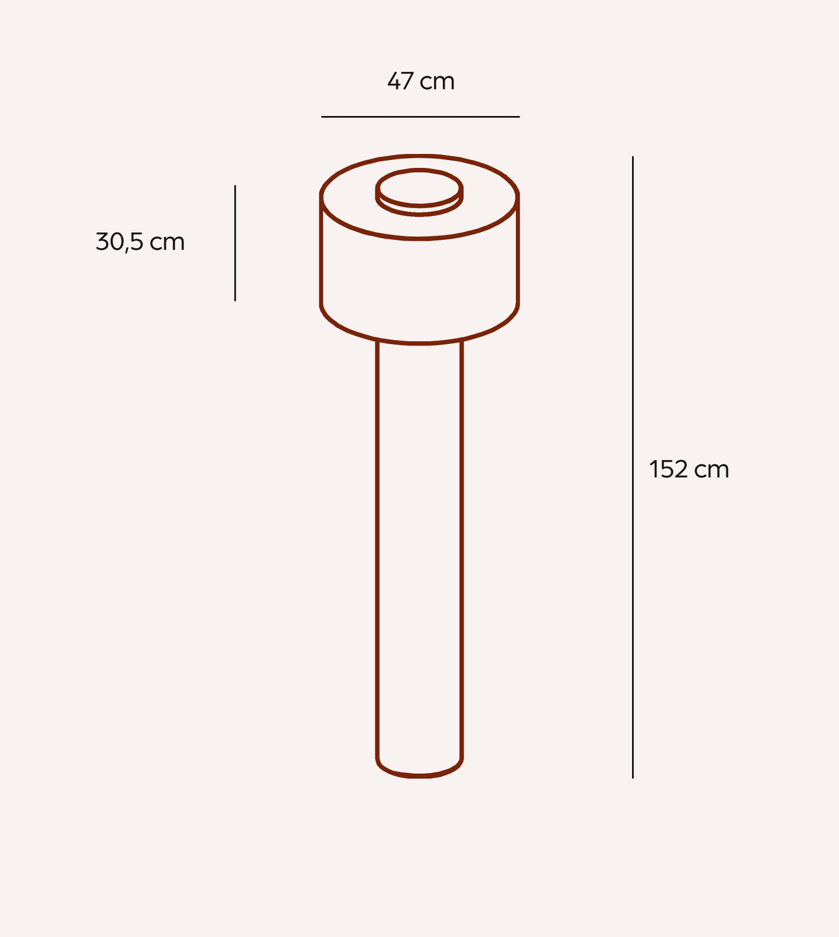Lámpara de pie de lino Rulana – medidas 152 cm de alto y pantalla de 47 cm