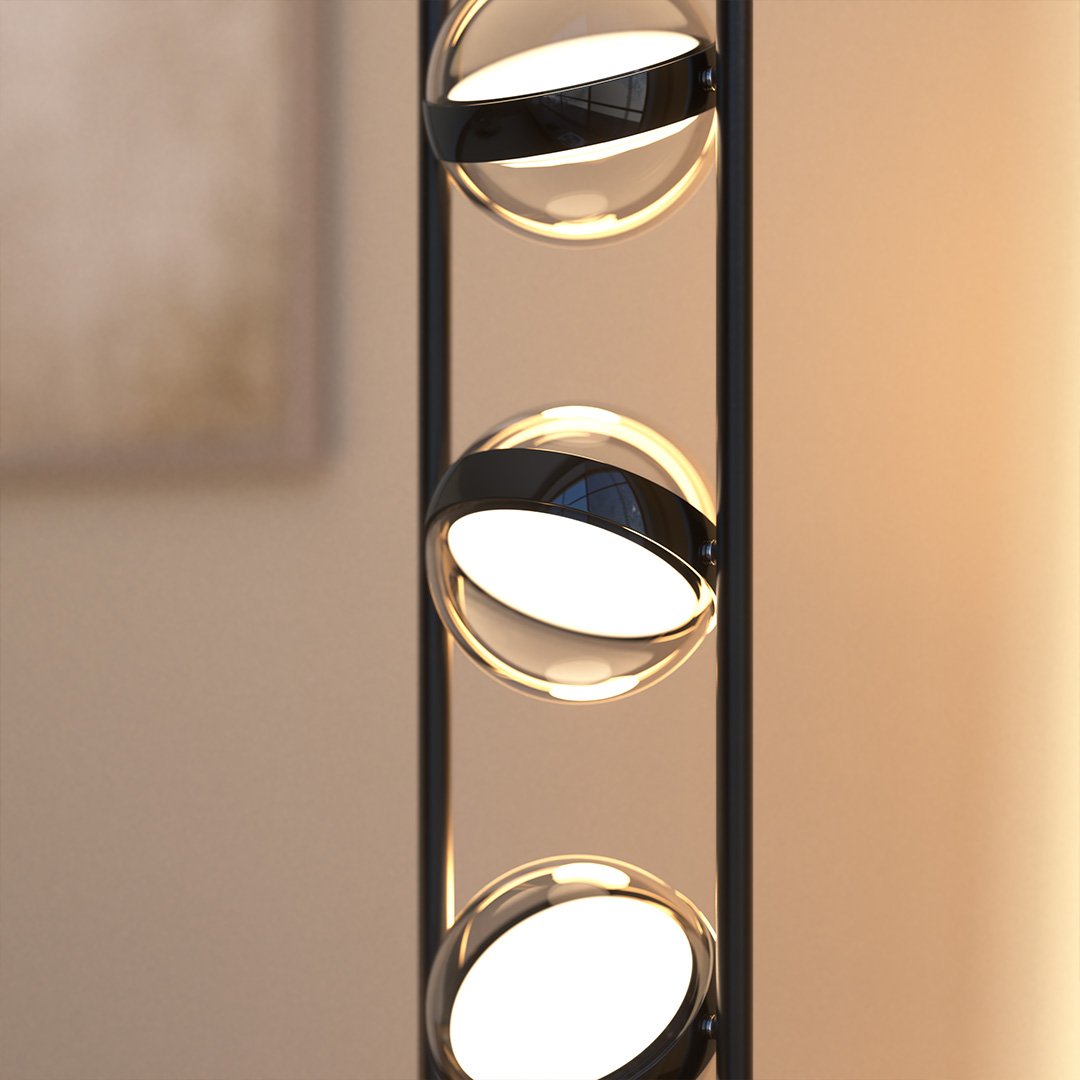 Lámpara de pie LED Romira – base de metal ovalada