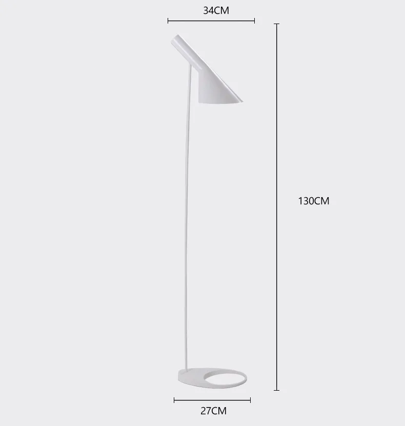 Lámpara de pie minimalista Pirela – en blanco con medidas