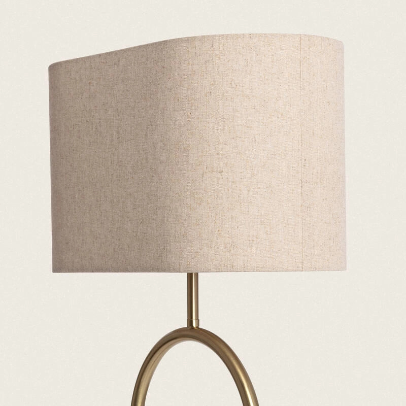 Lámpara de pie dorada Telina con pantalla de tela – detalle de la pantalla de tela beige