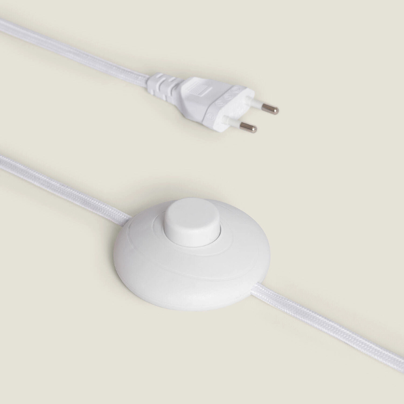 Lámpara de pie dorada Teruna con dos globos de cristal – cable con interruptor de pie