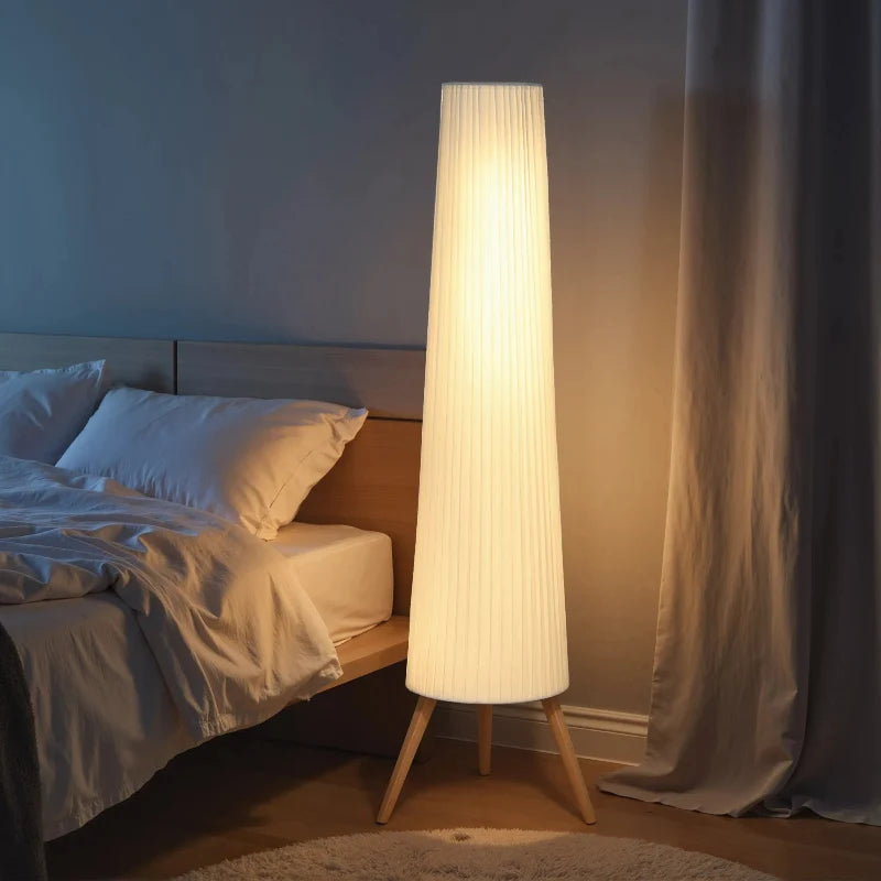 Origa - Lámpara de Pie de Papel Plisado con Trípode de Madera