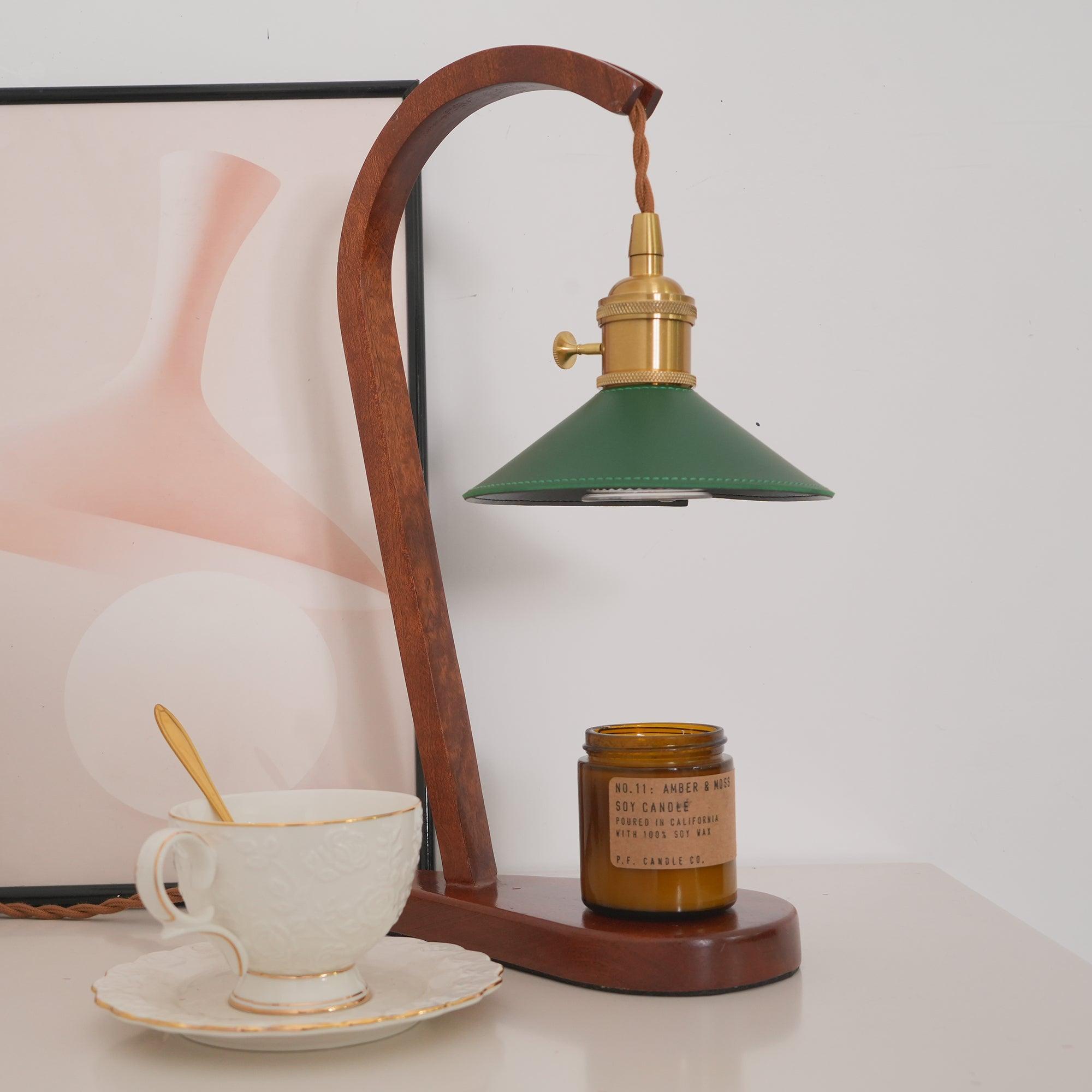Lámpara Calentadora de Velas con Diseño Elegante y Base de Madera Sólida – Ideal para Difusión de Aroma Interior 3