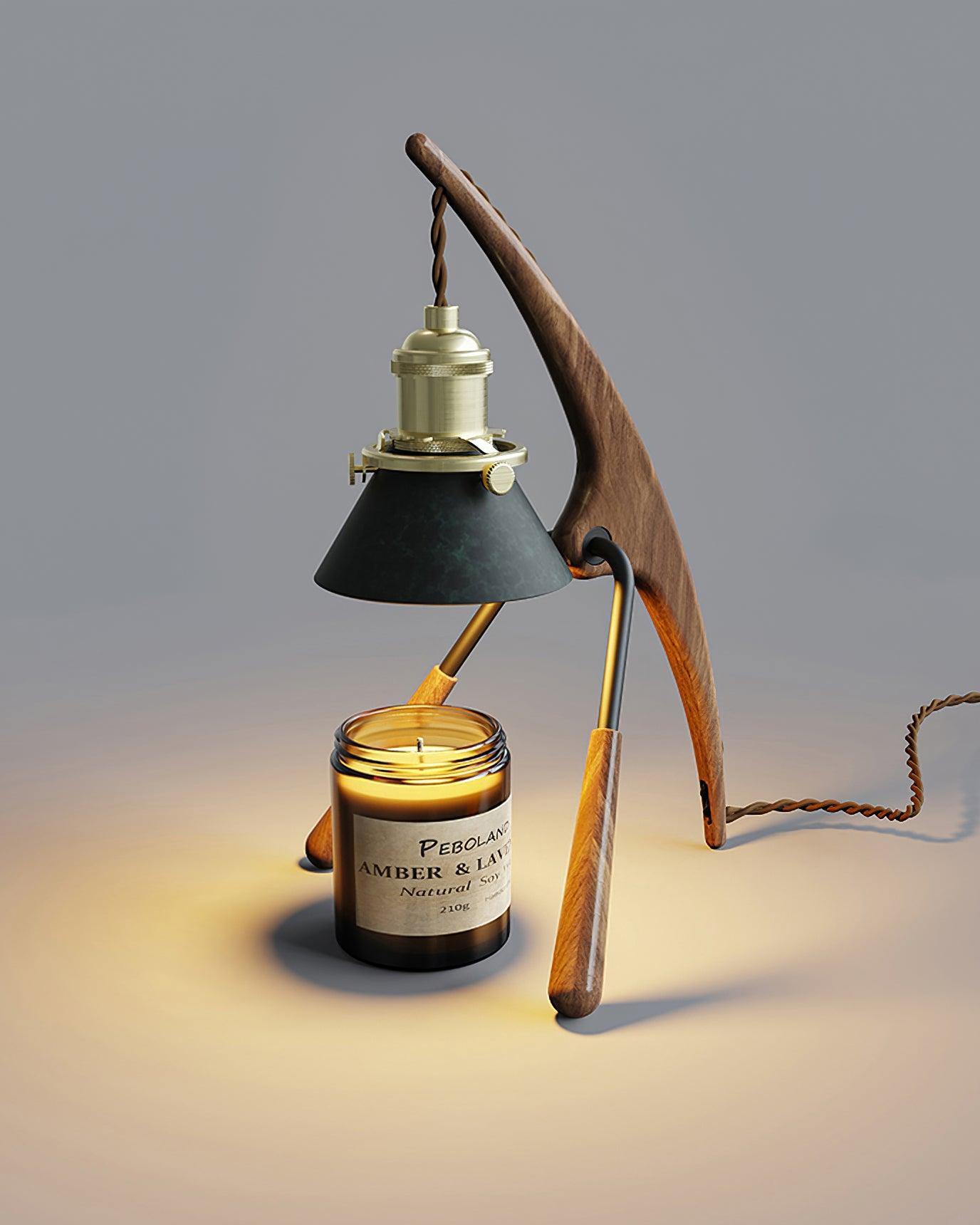 Lámpara Calentadora de Velas de Madera de Nogal con Aromaterapia – Diseño Retro y Elegante 8