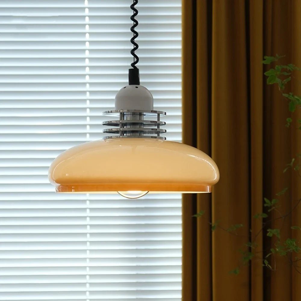 Lámpara Colgante Bauhaus de Vidrio Naranja, 40W, Diseño Moderno y Artístico, Lámparas de Techo Colgantes para Decoración 0