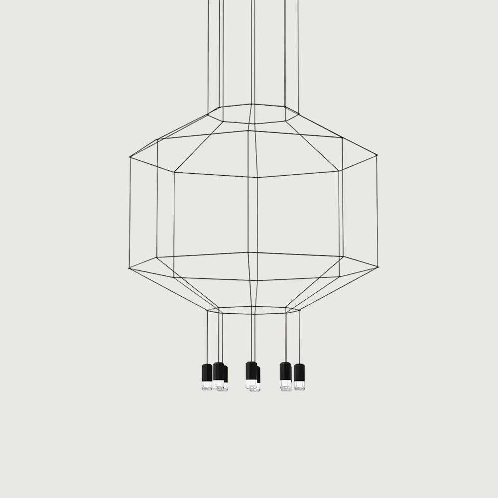 Lámpara Colgante Geométrica Moderna de Techo con LED, Altura Ajustable, Diseño Transparente y Eficiente para Interiores 1