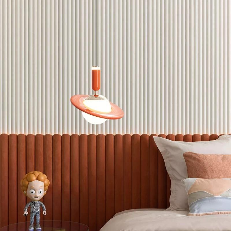 Lámpara Colgante LED Moderna con Diseño Cósmico – Ajustable en Altura, Disponible en Naranja, Azul y Blanco 2