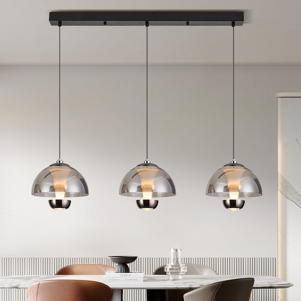 Lámpara Colgante Moderna de 3 Pantallas Ámbar para Cocina o Comedor – Ajustable y Eficiente 2
