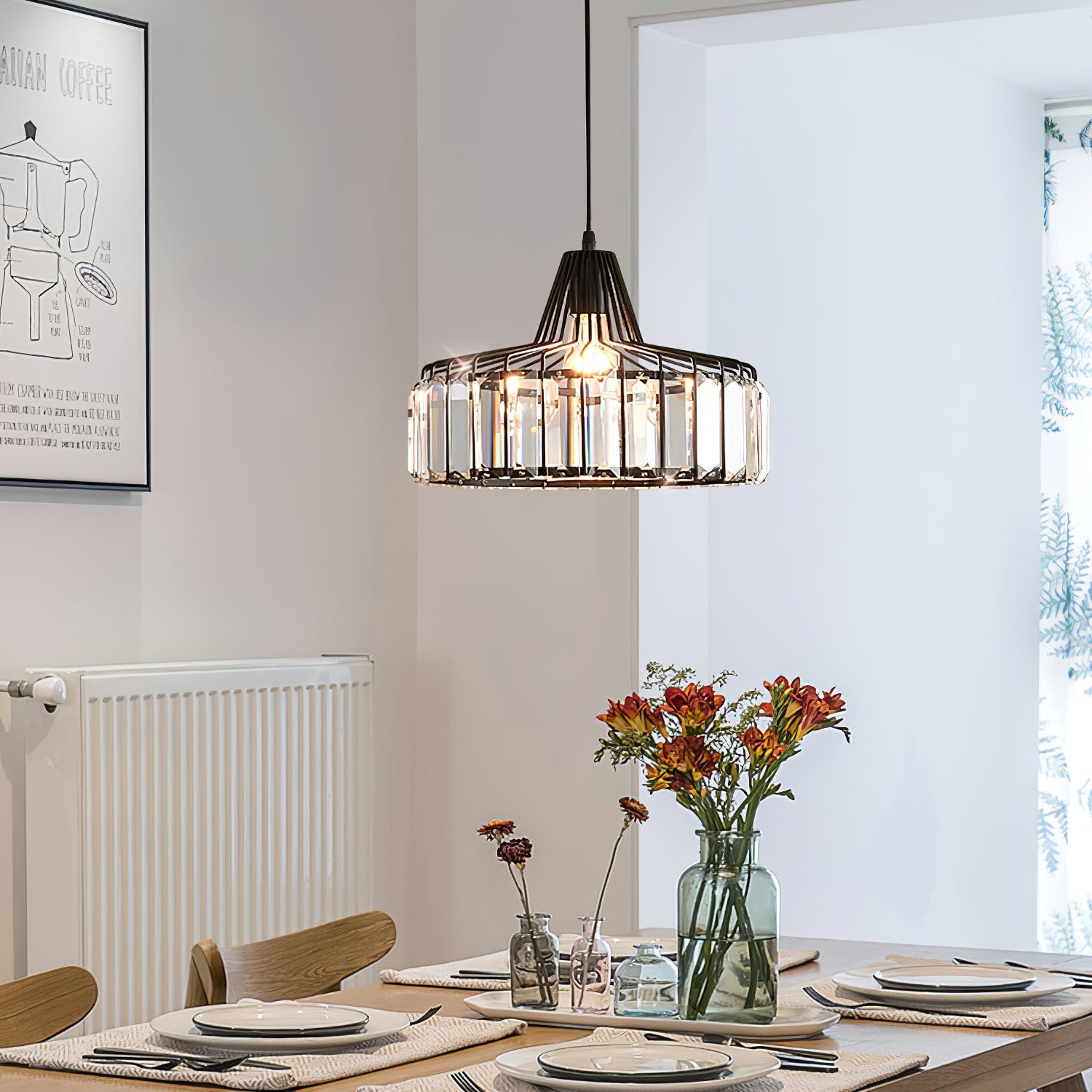 Lámpara Colgante Moderna de Cristal Negro con Acabado Elegante y Diseño Sofisticado 0