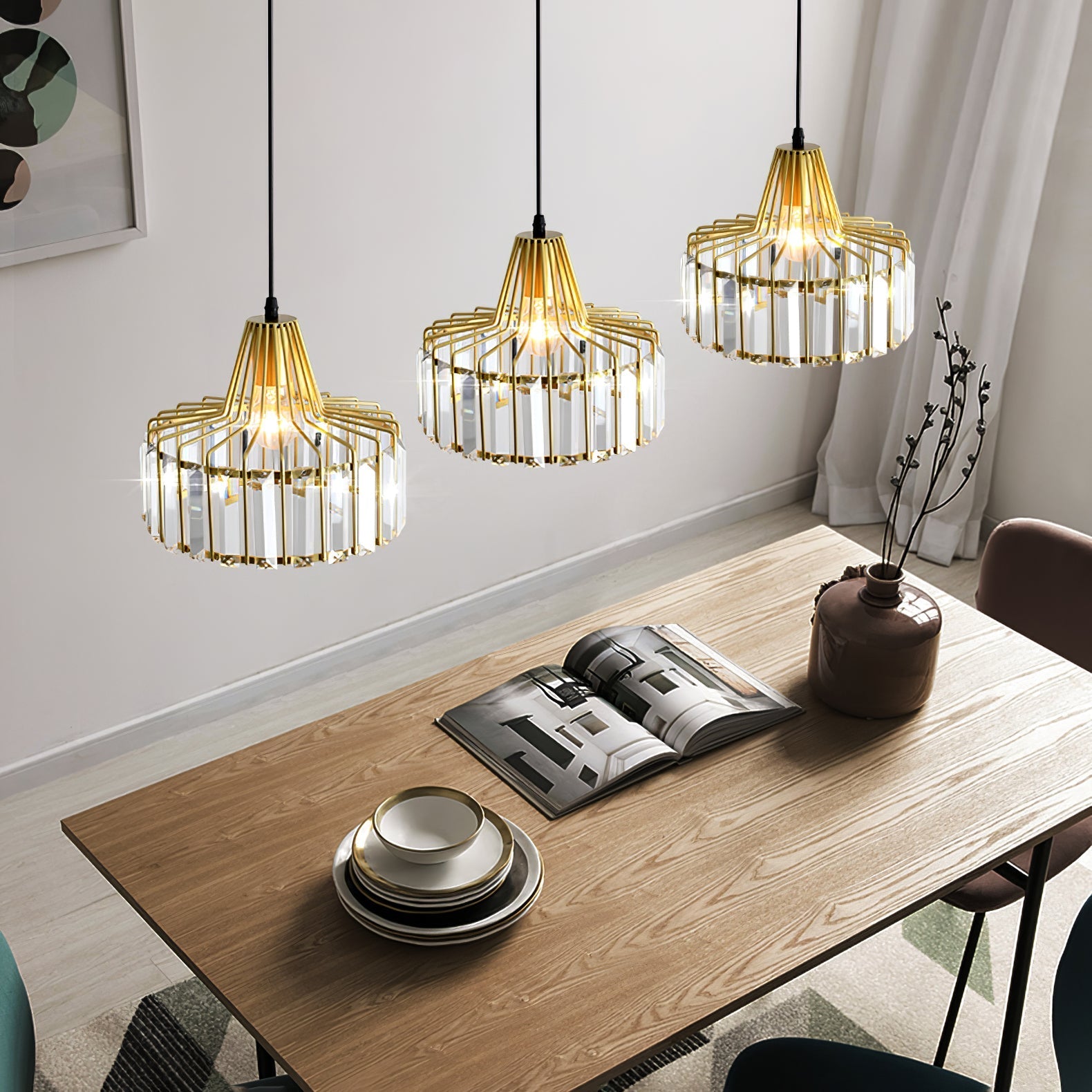 Lámpara Colgante Moderna de Cristal Negro con Acabado Elegante y Diseño Sofisticado 10