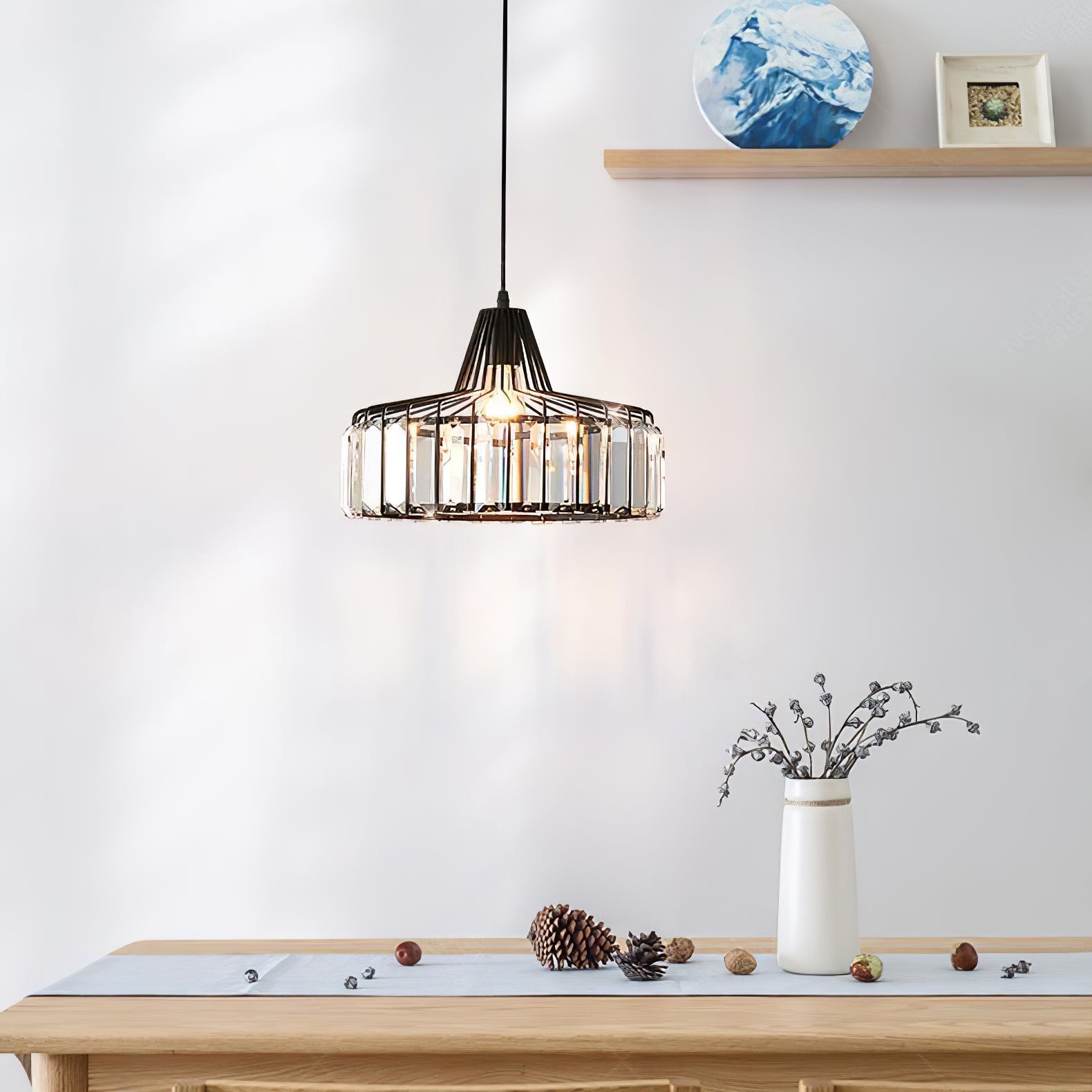Lámpara Colgante Moderna de Cristal Negro con Acabado Elegante y Diseño Sofisticado 12