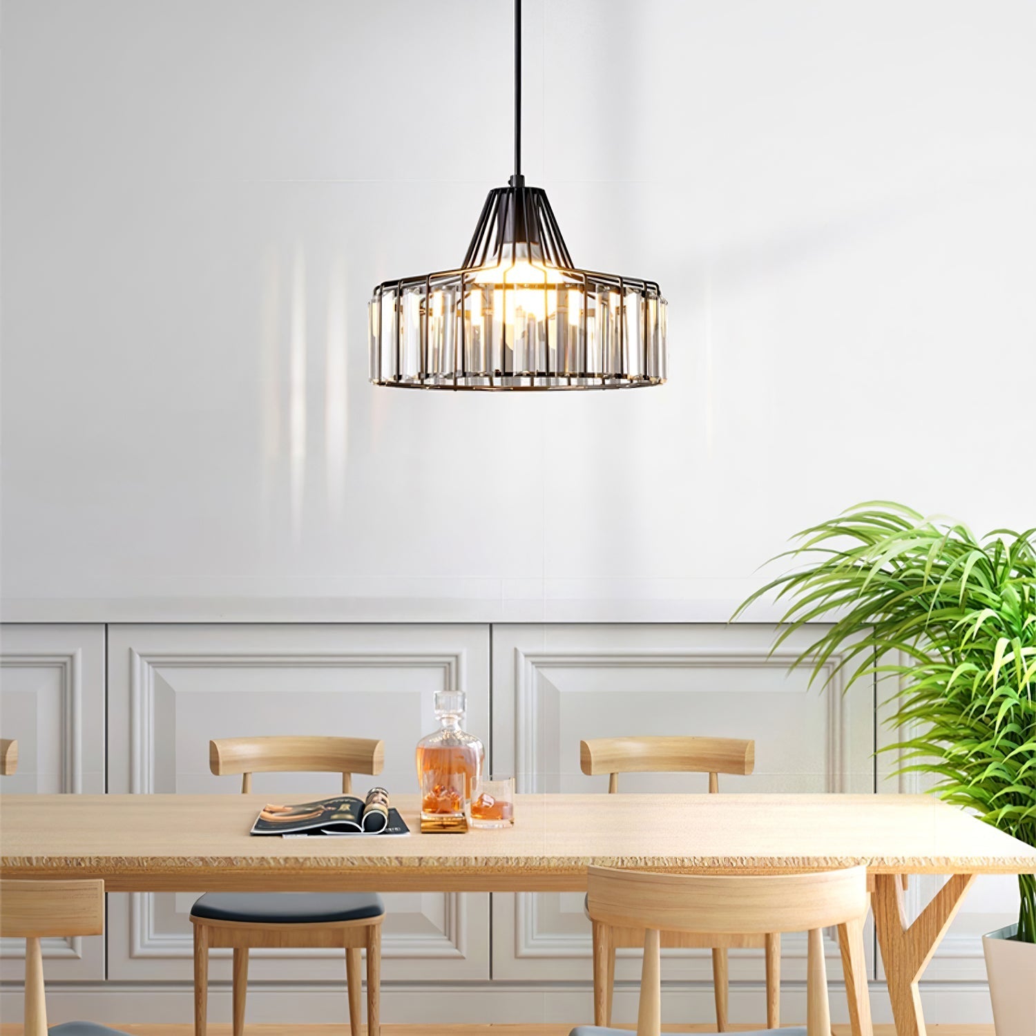 Lámpara Colgante Moderna de Cristal Negro con Acabado Elegante y Diseño Sofisticado 3