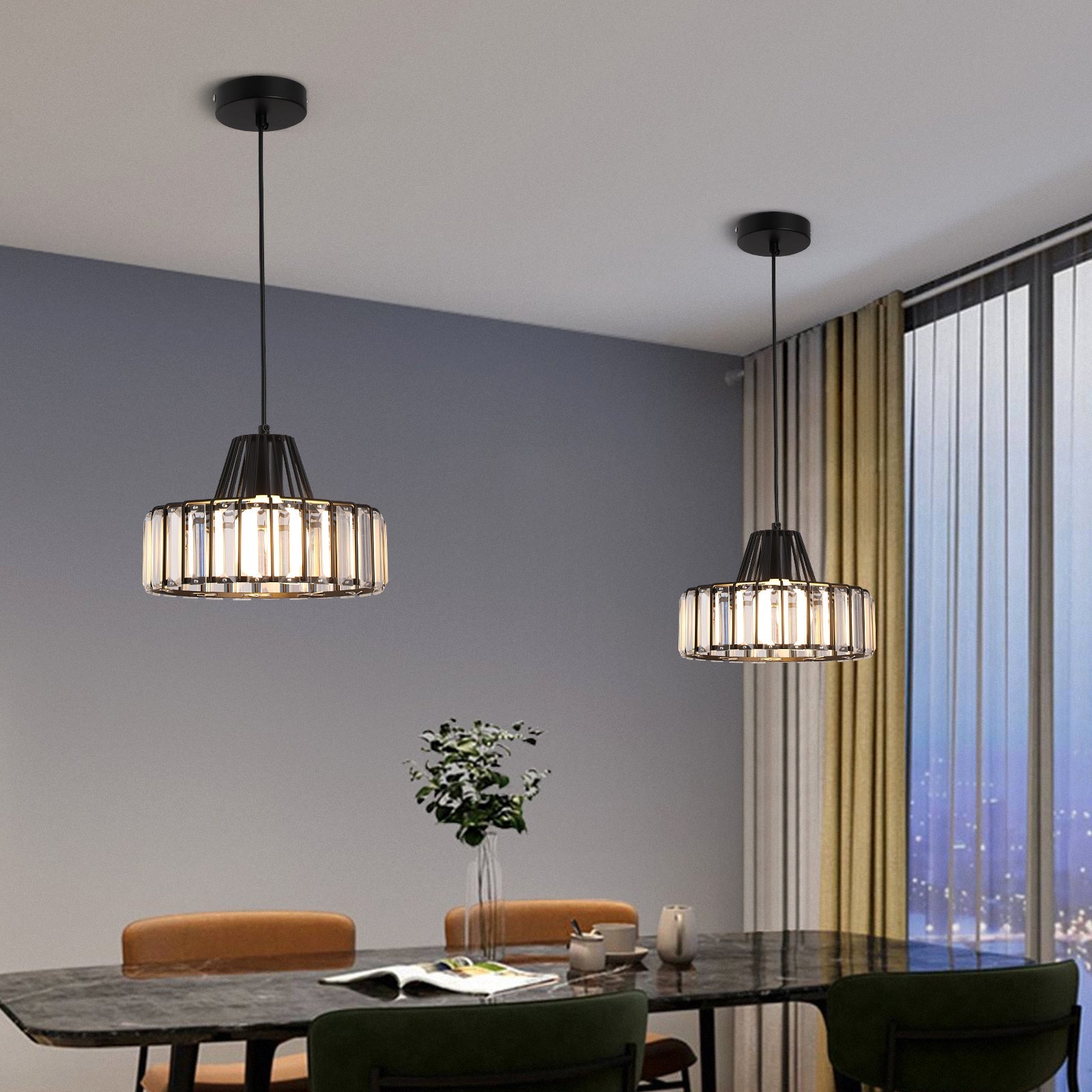 Lámpara Colgante Moderna de Cristal Negro con Acabado Elegante y Diseño Sofisticado 5
