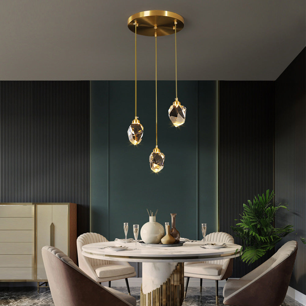 Lámpara Colgante Moderna de Cristal en Forma de Gota de Oro – Elegante Chandelier para Comedor y Sala de Estar 3