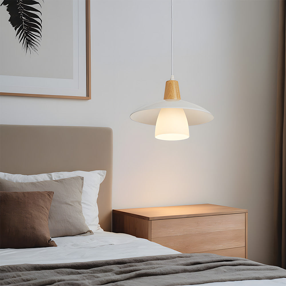 Lámpara Colgante Moderna de Vidrio Blanco para Techo, Diseño Contemporáneo Ideal para Dormitorios y Salas de Estar 0
