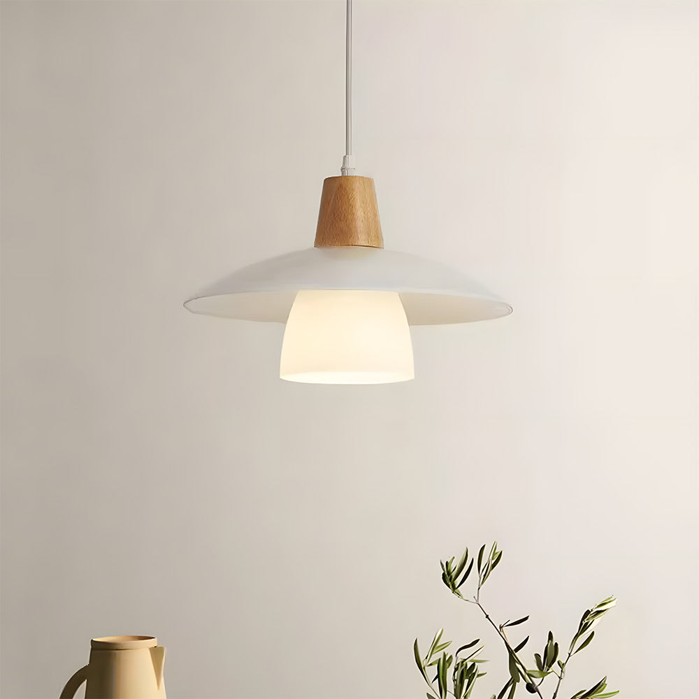 Arvela - Lámpara Colgante Moderna de Vidrio Blanco para Techo - Diseño Contemporáneo Ideal para Dormitorios y Salas de Estar