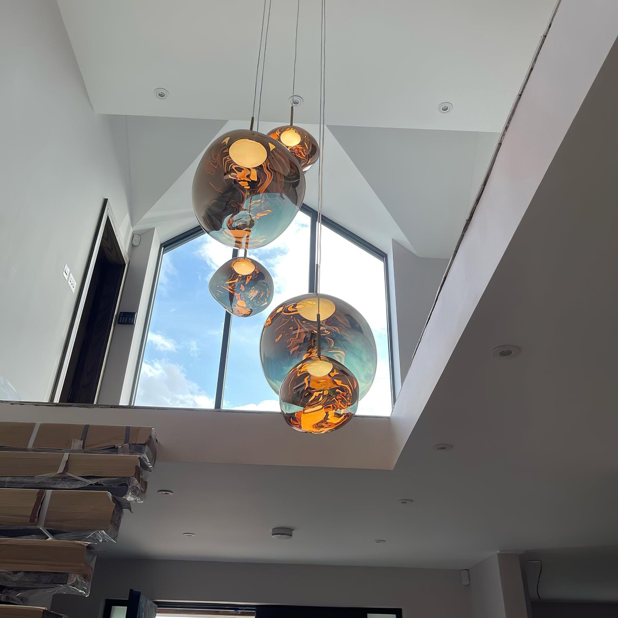 Lámpara Colgante Redonda Lava con Acabado Metálico y Efecto Espejo - Lámparas de Techo Modernas para Decoración Elegante 4