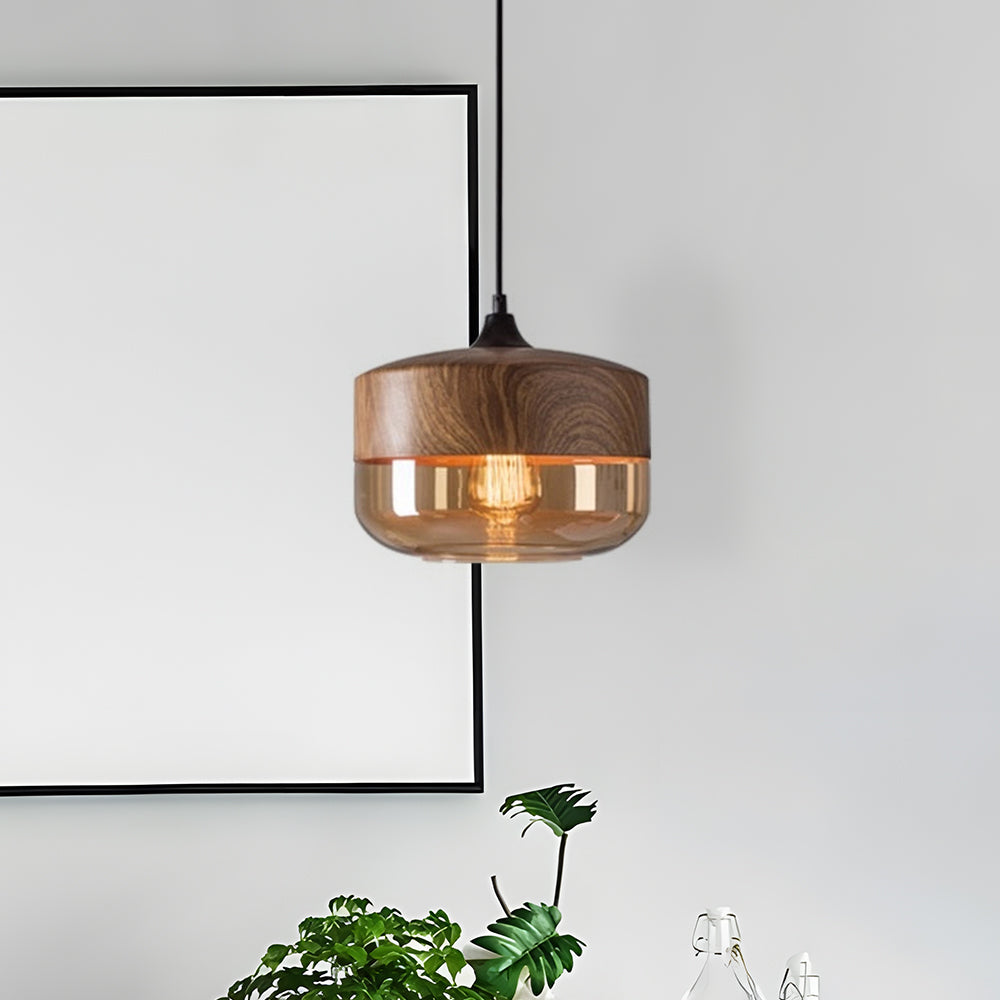 Lámpara Colgante Retro de Diseño Orgánico en Color Marrón para Comedor 0