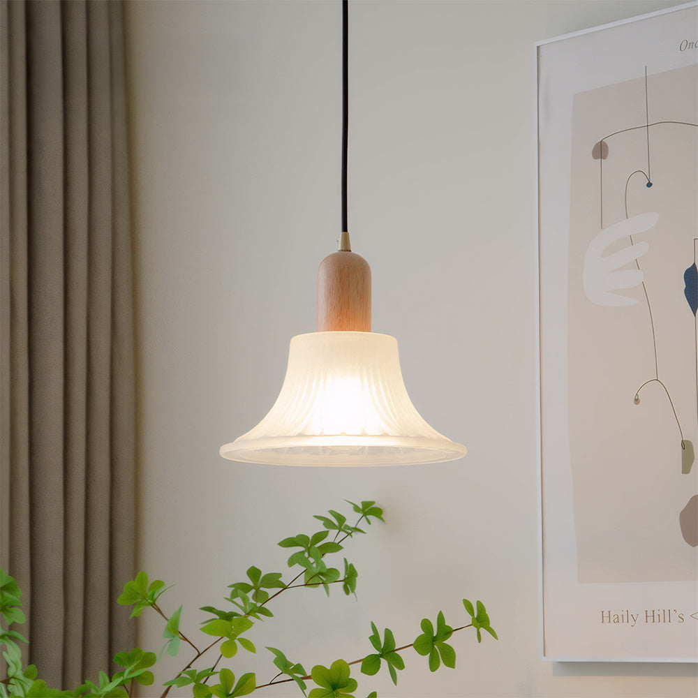Lámpara Colgante Retro de Vidrio para Dormitorio y Sala de Estar – Diseño Acogedor y Pantalla Cálida, Longitud de Cable 150 cm 0