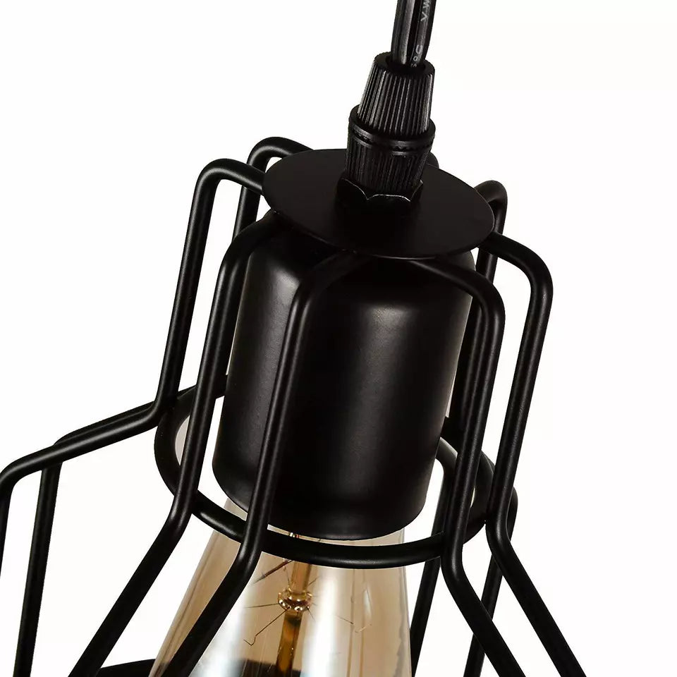 Lámpara Colgante Vintage de Hierro Negro con Múltiples Bombillas para Comedor 3