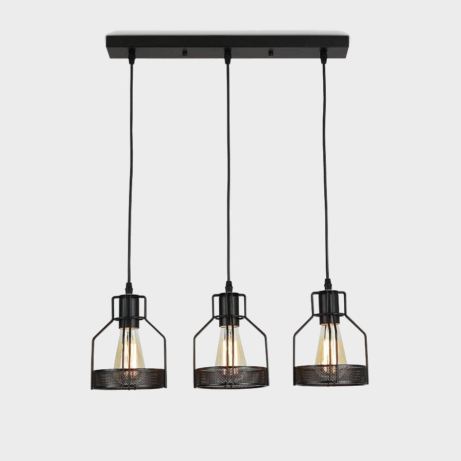 Lámpara Colgante Vintage de Hierro Negro con Múltiples Bombillas para Comedor 4