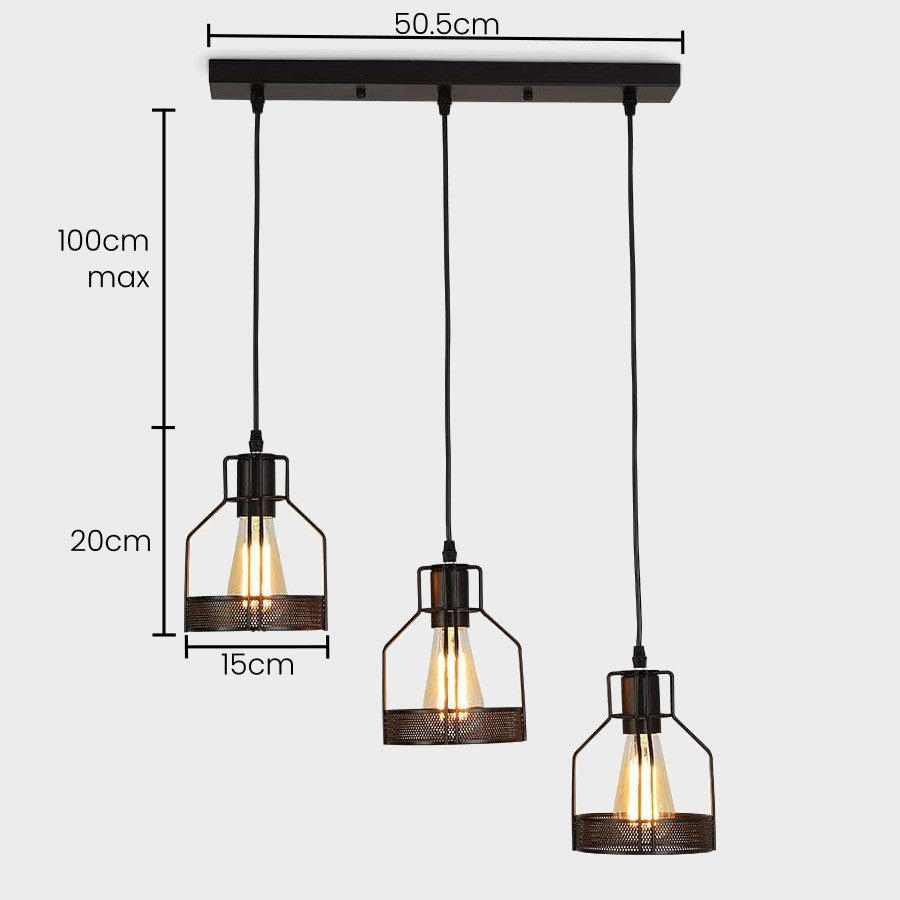 Lámpara Colgante Vintage de Hierro Negro con Múltiples Bombillas para Comedor 8