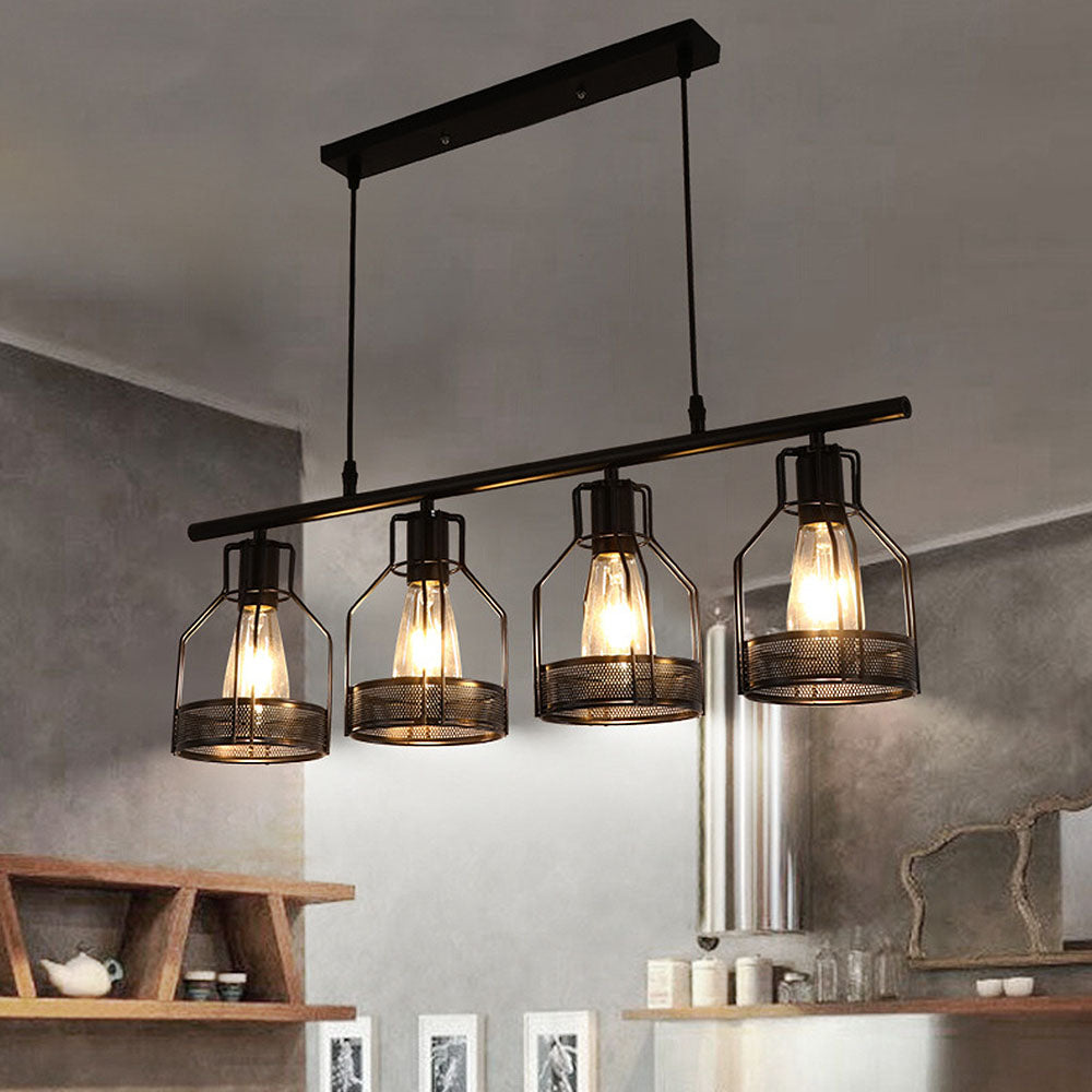 Lámpara Colgante Vintage de Hierro Negro con Múltiples Bombillas para Comedor 9