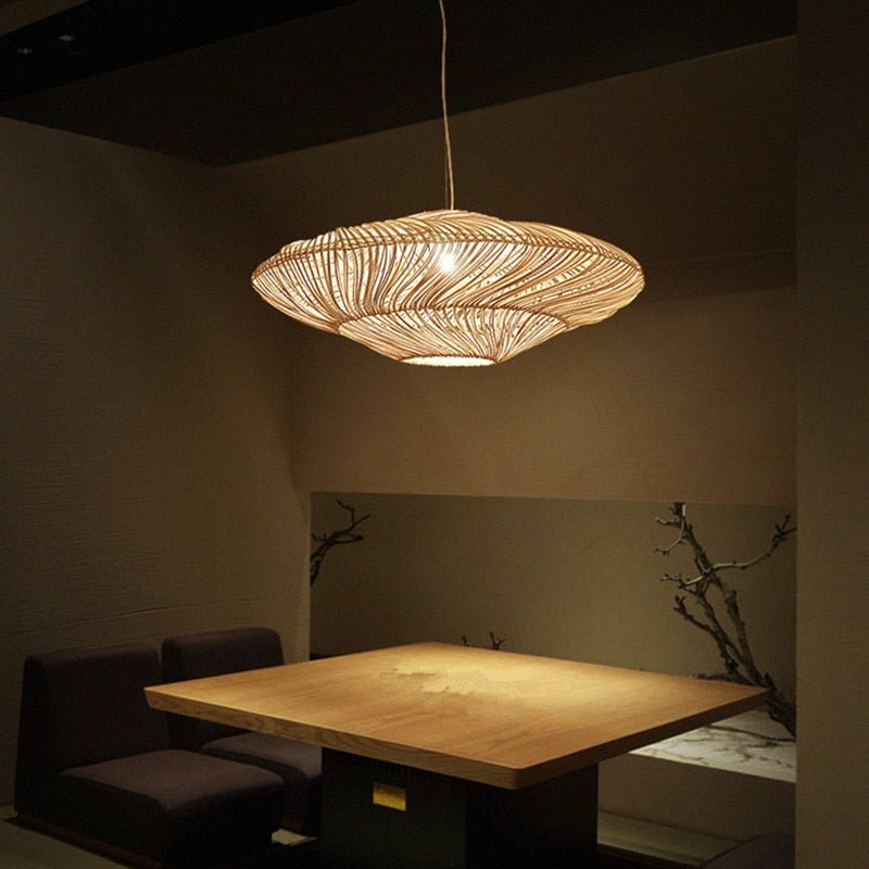 Lámpara Colgante Vintage de Ratán para Techo – Diseño Acogedor en Tres Tamaños, Ideal para Decoración Natural 0