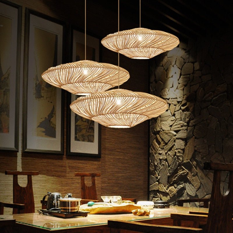 Lámpara Colgante Vintage de Ratán para Techo – Diseño Acogedor en Tres Tamaños, Ideal para Decoración Natural 1