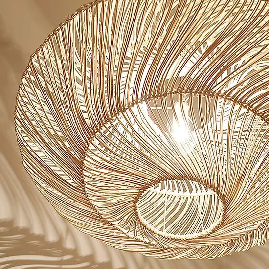 Lámpara Colgante Vintage de Ratán para Techo – Diseño Acogedor en Tres Tamaños, Ideal para Decoración Natural 6