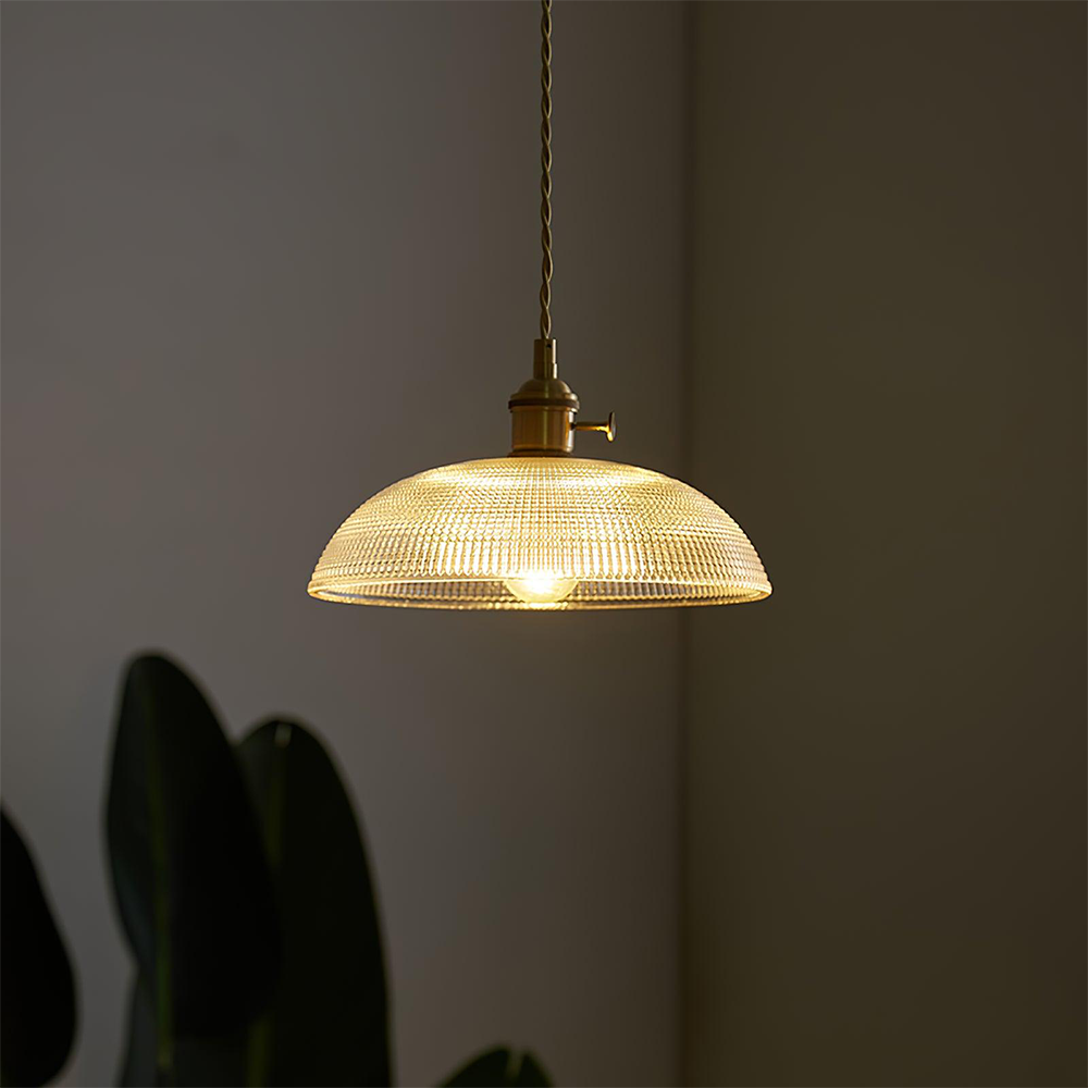 Lámpara Colgante Vintage de Vidrio Estriado para Techo – Iluminación Elegante para Cocina y Comedor 1