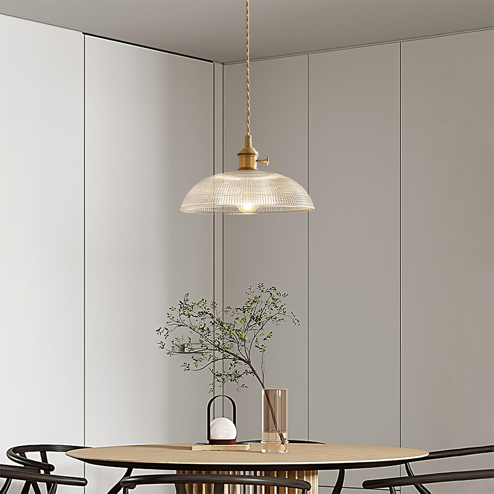 Lámpara Colgante Vintage de Vidrio Estriado para Techo – Iluminación Elegante para Cocina y Comedor 3