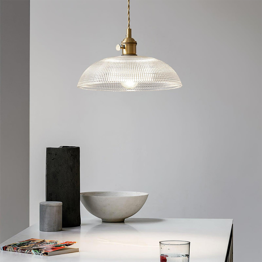 Lámpara Colgante Vintage de Vidrio Estriado para Techo – Iluminación Elegante para Cocina y Comedor 4