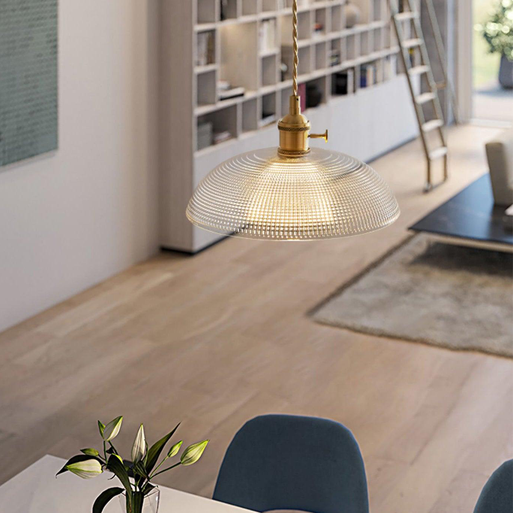 Lámpara Colgante Vintage de Vidrio Estriado para Techo – Iluminación Elegante para Cocina y Comedor 8