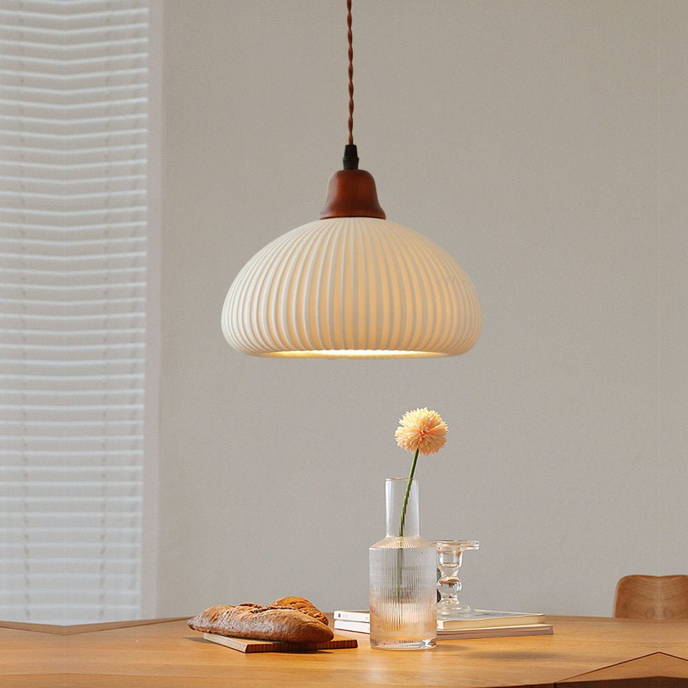 Lámpara Colgante de Cerámica Blanca, Diseño Clásico, Luz Cálida – Lámpara Techo Ideal para Ambientes Acogedores 1