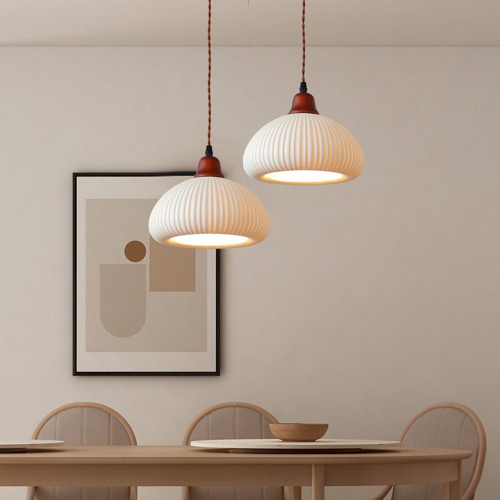 Lámpara Colgante de Cerámica Blanca, Diseño Clásico, Luz Cálida – Lámpara Techo Ideal para Ambientes Acogedores 3
