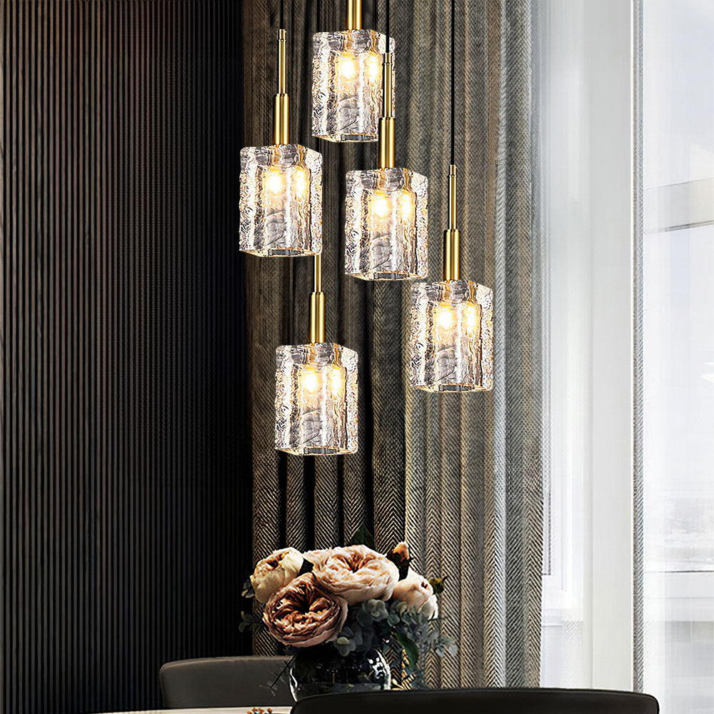 Lámpara Colgante de Cristal Moderna para Techo - Iluminación Elegante y Ajustable para Sala de Estar y Comedor 10