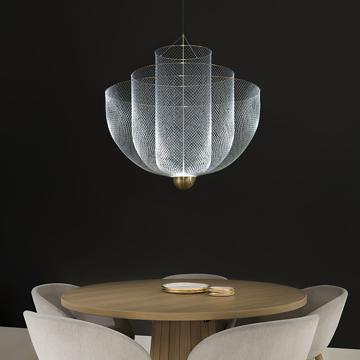 Lámpara Colgante de Metal con LED Integrado - Diseño Radiant Wirework, 60 cm de Diámetro 5