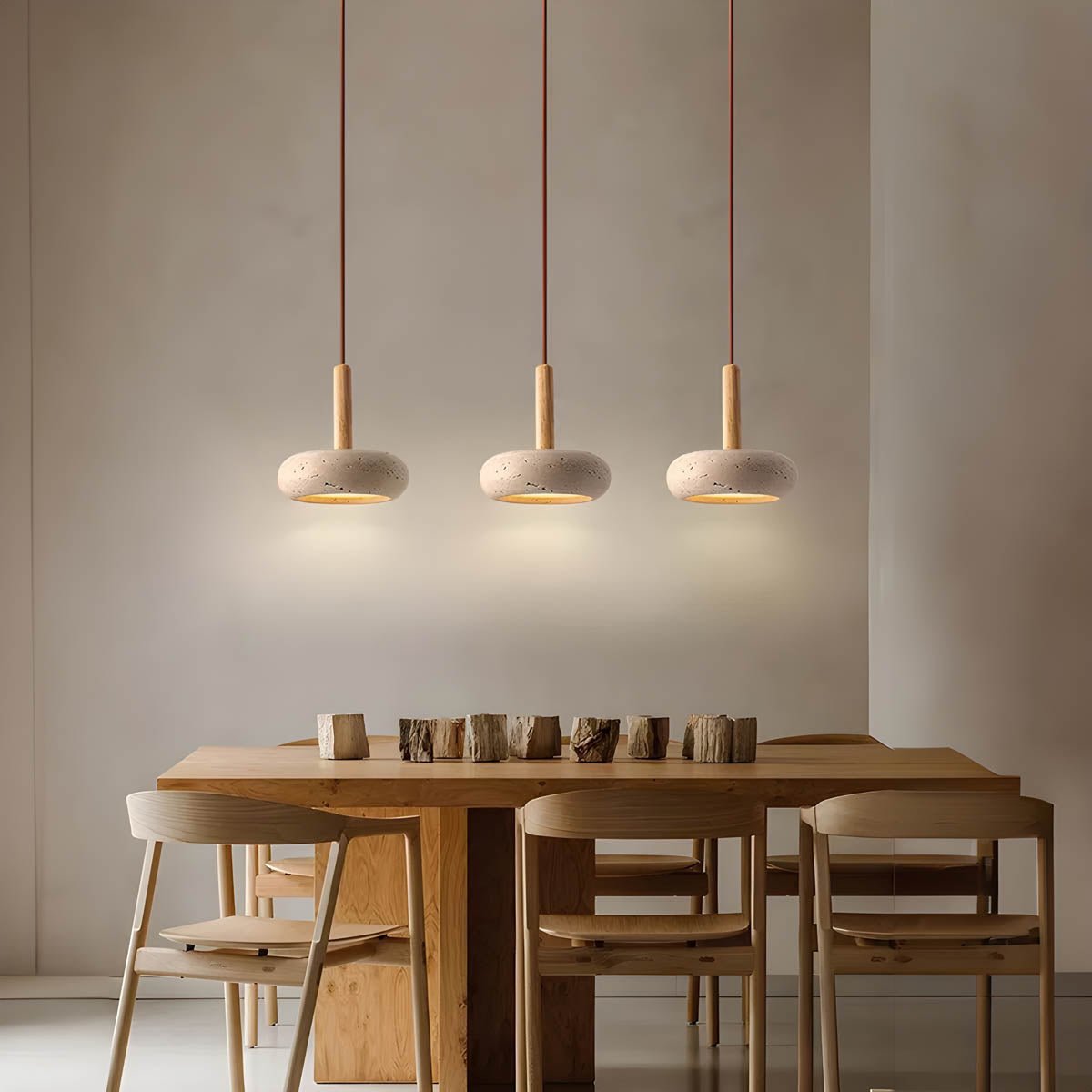 Lámpara Colgante de Travertino Amarillo – Diseño Orgánico para Decoración Interior 2