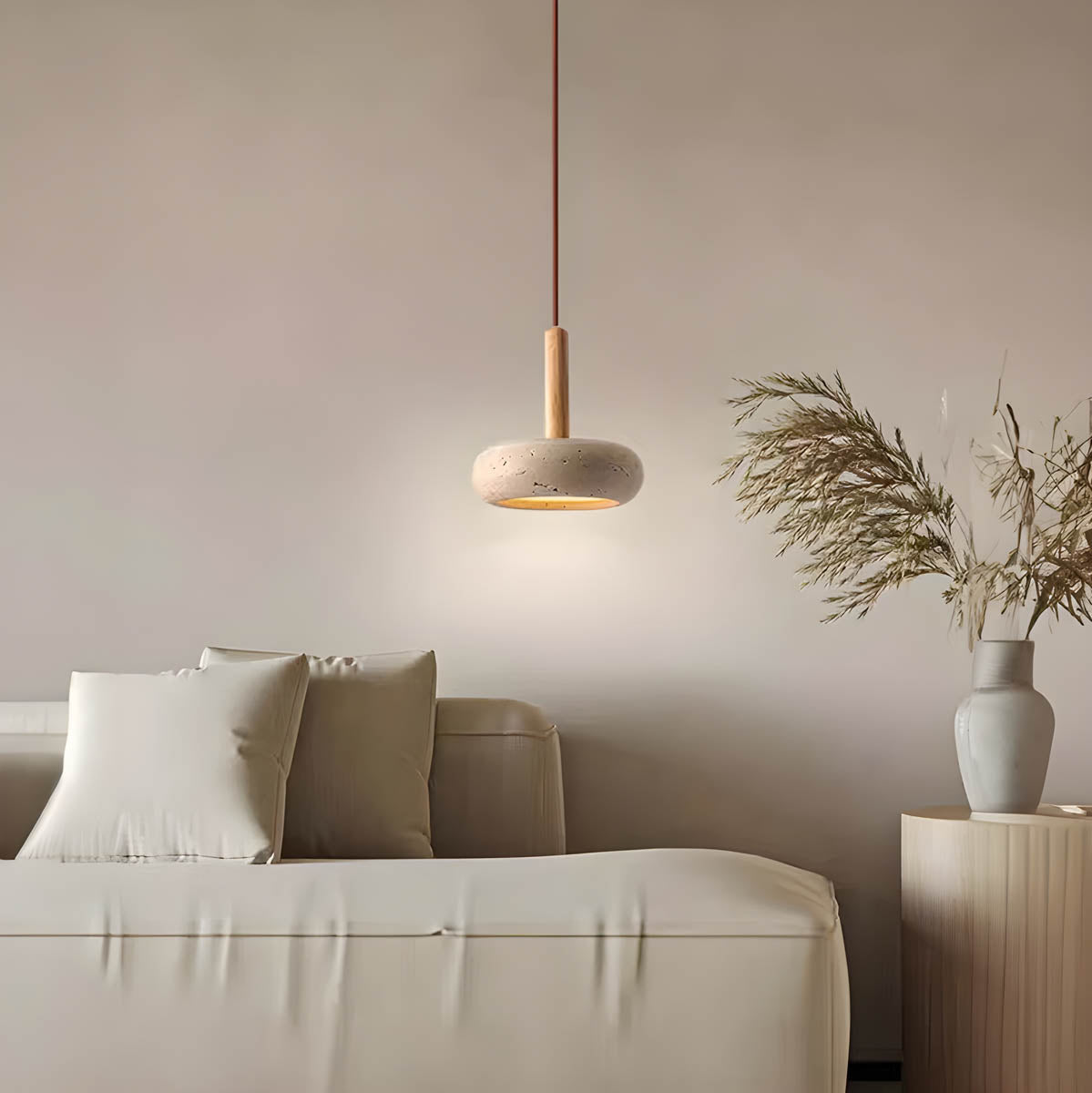 Lámpara Colgante de Travertino Amarillo – Diseño Orgánico para Decoración Interior 6